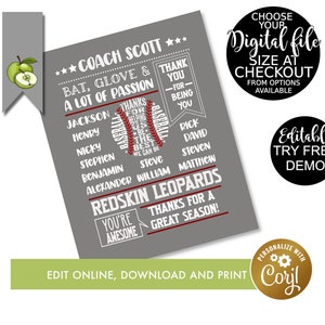 Editable Baseball Coach Appreciation, Retirement Baseball Coach ...