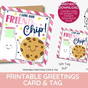 Étiquette et carte I Love Our Friend-Chip, chips imprimables étiquettes de faveur de la Saint-Valentin, cadeau pour la classe, amis de l'amitié été