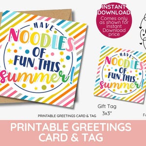 swimming pool noodles class gift tag and card, swim teacher, swimming class, noodles of fun, goodbye tag, class, printable, instant download
