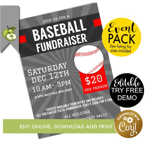 Baseball Fundraiser Poster - Etsy