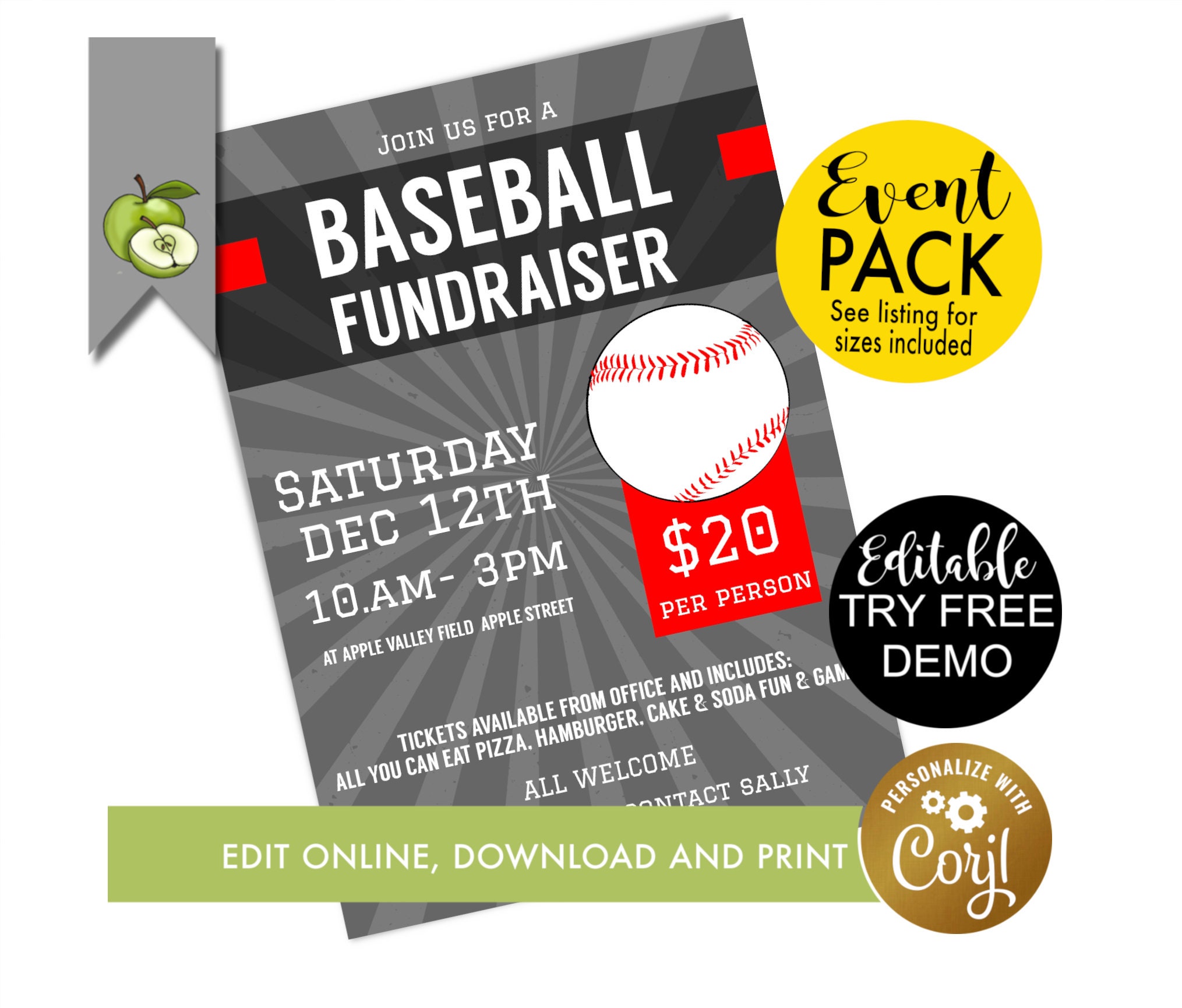 Baseball Fundraiser Flyer Baseball Tournament Fundraiser - Etsy New Zealand