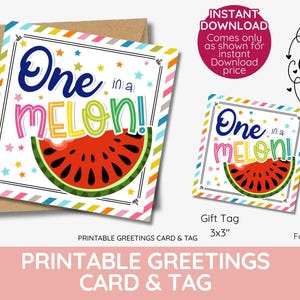 Étiquette-cadeau et carte-cadeau imprimables « Un dans un melon », pastèque, un million de bénévoles de la classe, entraîneur de l'équipe, remerciements au personnel, fruit