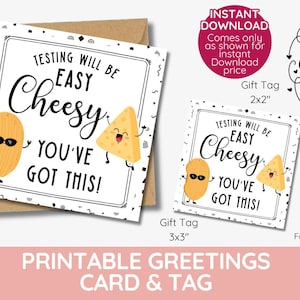 Testing Will Be EASY CHEESY — You’ve Got This!” Printable Encouragement Card | Fun Test Day Card for Students