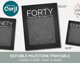 60 motivi modificabili per cui ti amiamo, fai da te, più semplice, motivi, 60° compleanno, modello, compleanno, stampabile, ricordi, andare in pensione, stampabile, Q2 m9