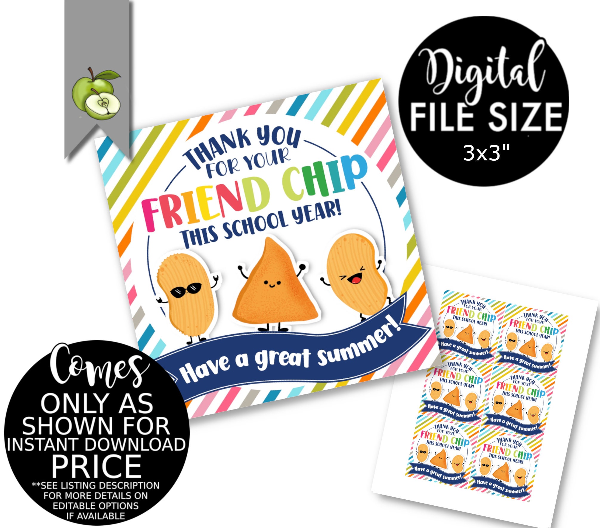 Thank You for Your Friend Chip Have a Great Summer Printable