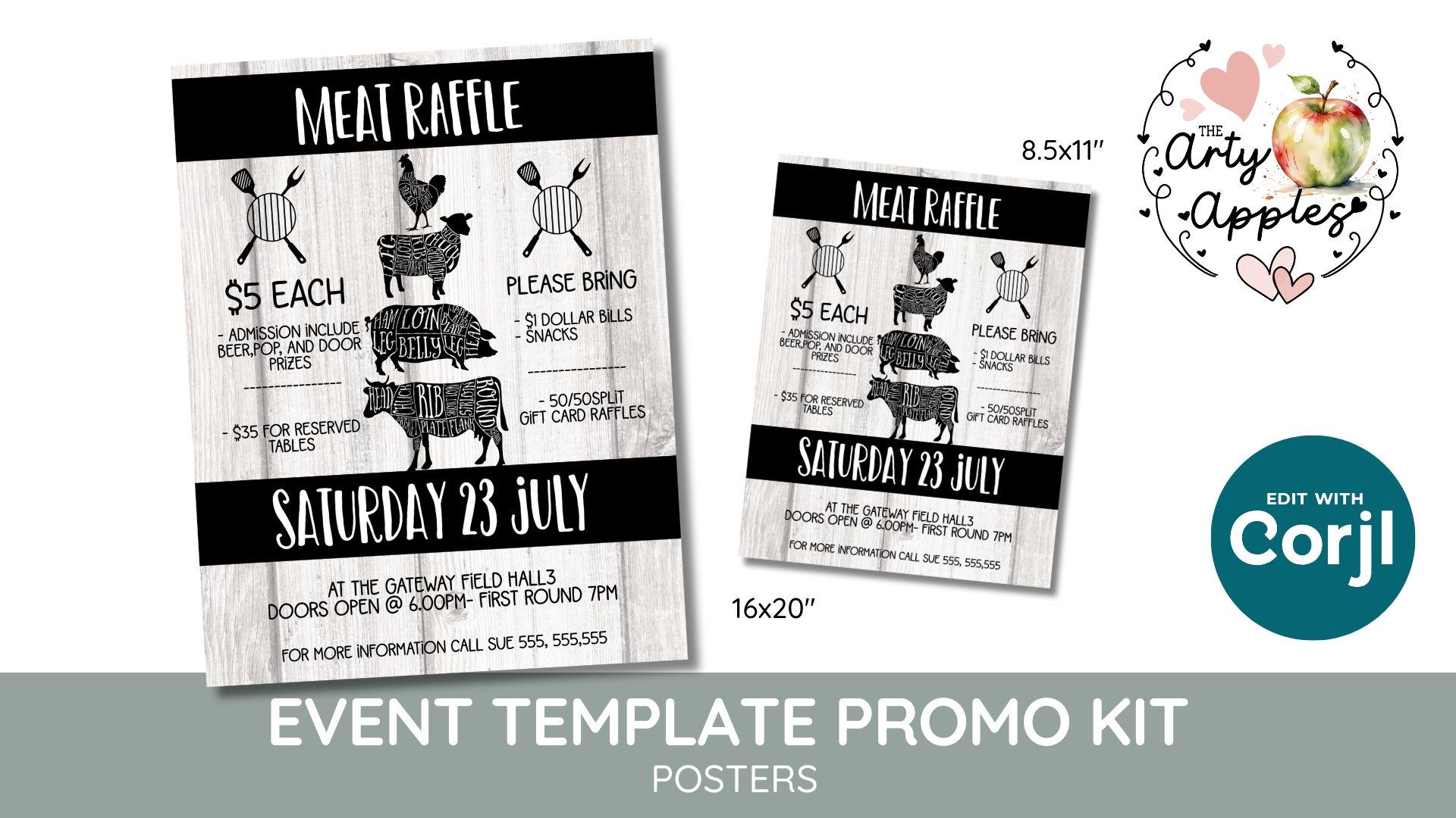 Editable Raffle Fundraiser Flyer, Meat Event Flyer, Butcher Raffle ...