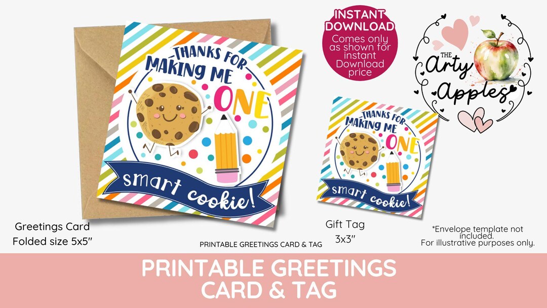 One Smart Cookie Gift Tags & Card, Teacher Appreciation, End of Year ...