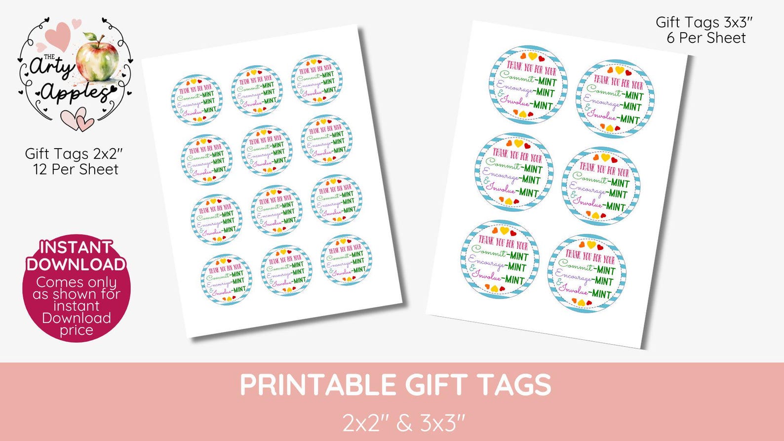 Thank You for Your Commitment Gift Tag, Boss Mint Gift Tag, Volunteer ...