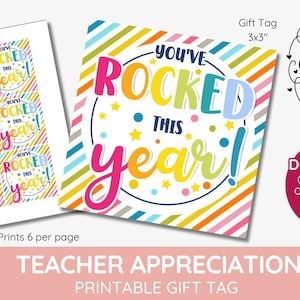vous avez bercé cette année ! J'espère que vous aimez l'été, étiquette cadeau rock, cadeau de classe, cadeau d'adieu pour la classe, étiquette de fin d'école, étiquette cadeau étudiant imprimable,