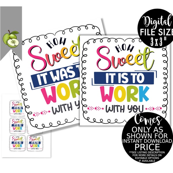 How sweet it is to work with you! sweet cone gift tag, candy, colleague coworker, staff back to school, school chocolate, INSTANT DOWNLOAD