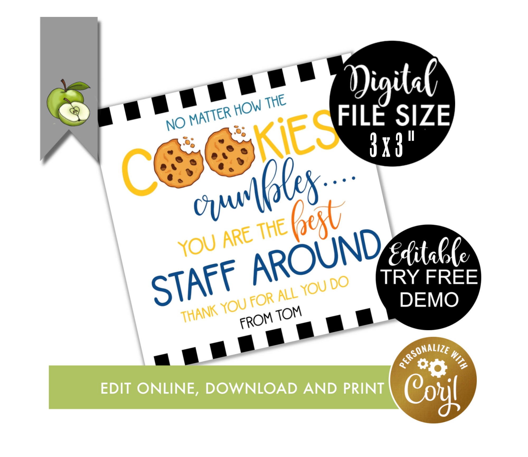 Editable Cookie Thank You Staff Teacher Appappreciation Week - Etsy