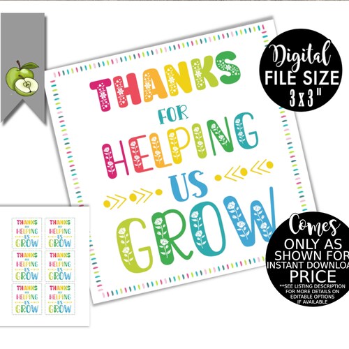 Flowers Teacher Appreciation Printablethanks for Helping Us - Etsy