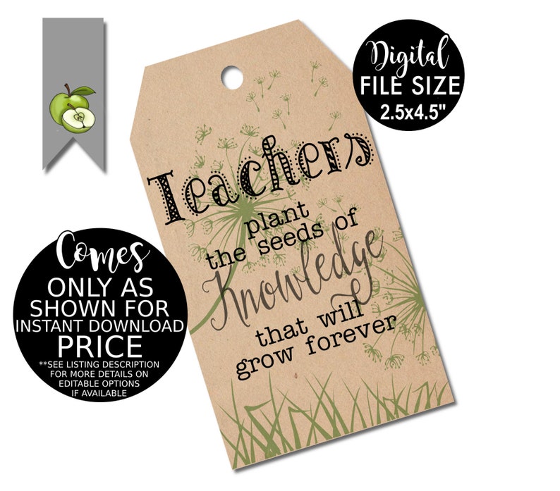 Gift Tags Teacher Plant the Seed Plant Tag Teacher Gift Etsy