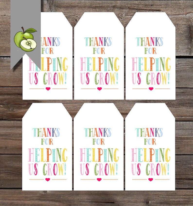 Help us grow plant gift tag Teacher Appreciation colourful Etsy