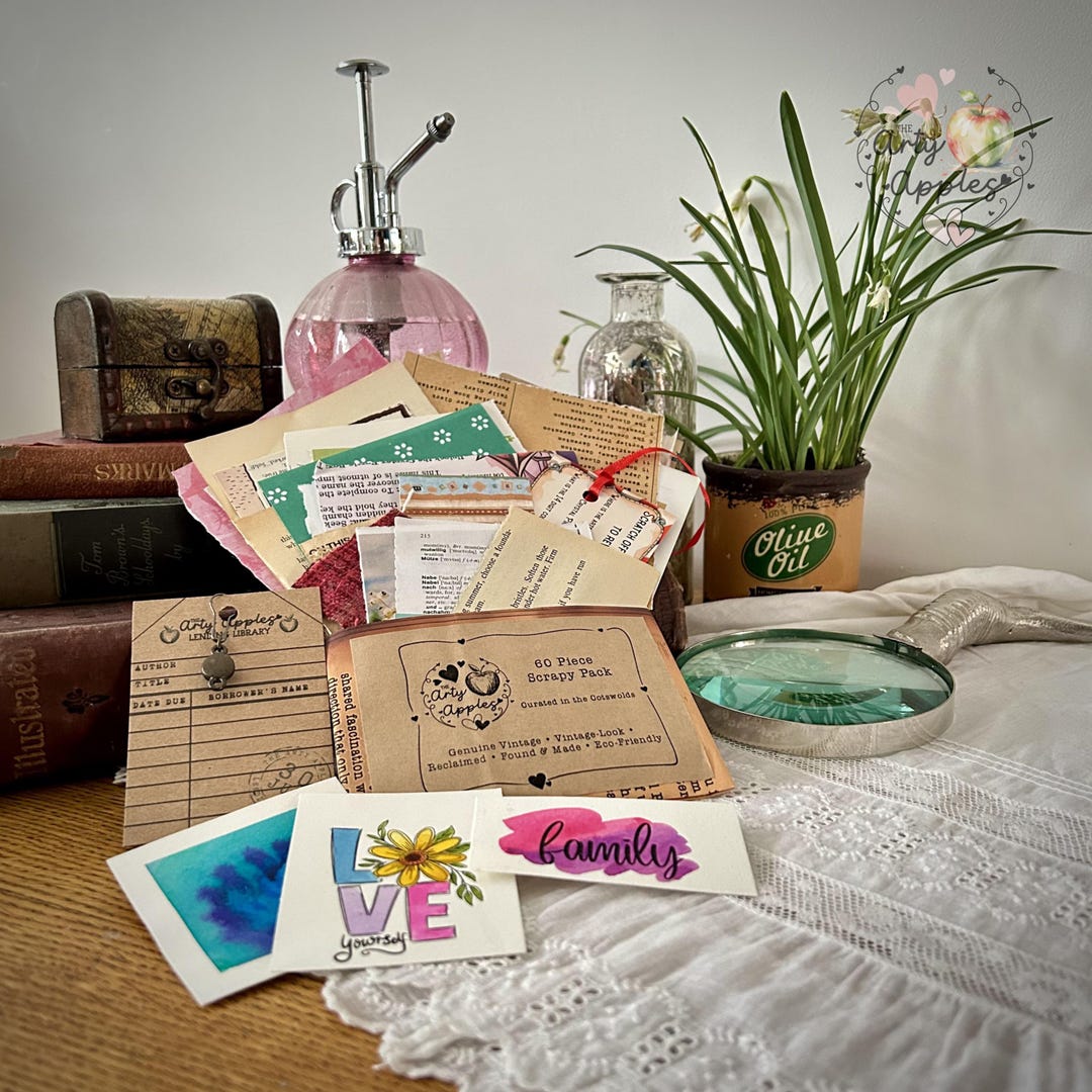 60 Piece Scrappy Ephemera Pack – Vintage & Modern Junk Journal Supplies ...