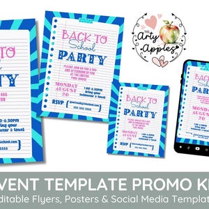 back to school party invite, back school BBQ pool party,  editable Printable, PTO Fundraiser, PTA event, template, back to kindergarten