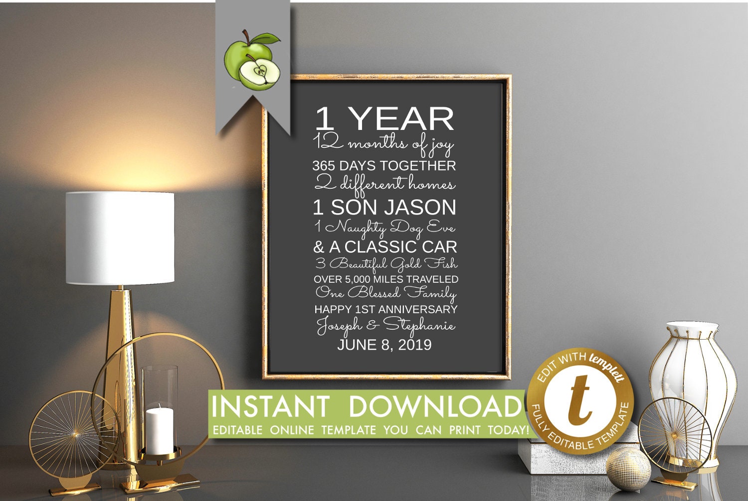 editable 1st anniversary gift last minute wedding subway