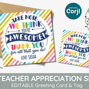 gewoon een briefje briefpapier cadeaulabels, om te zeggen dat je geweldig bent, docent personeel vrijwilliger waardering, pennotities boeken cadeaulabel en kaart, bewerkbaar