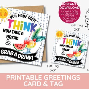 Cadeaukaartje cocktaildocent – You Made Them Think-kaart Grappig afdrukbaar eindejaarskaartje voor leraar Waardering, zomercadeau