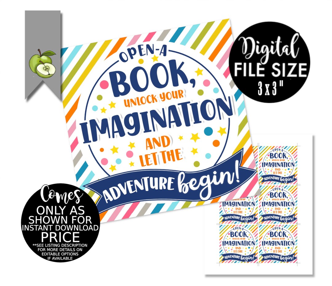 Book Printable Gift Tag, Book Club Teacher Appreciation, Bookstore