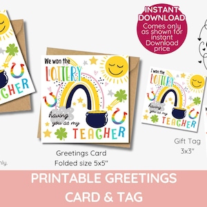 Lotterie Geschenkanhänger Ich und WIR haben im Lotto gewonnen mit dir als Lehrerin, neues Jahr, St Patrick's, Schulanfang, sofortiger DOWNLOAD