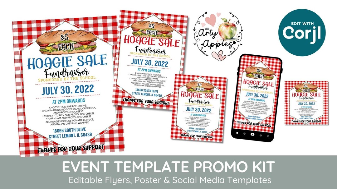 Editable Hoagie Fundraiser Flyer, Social Media Template - Etsy UK