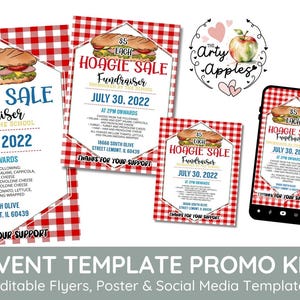 Editable Hoagie sale fundraising, social media Fundraiser Invite, charity Auction, Church, School Event includes social media teamplate