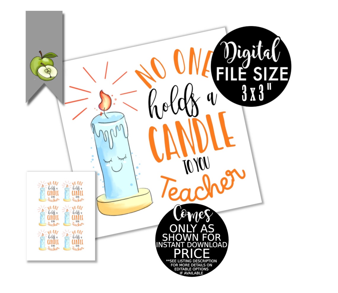 Noone holds a Candle gift tag Teacher Appreciation best Etsy