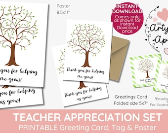 Teacher Appreciation week Gift: Retirement custom Fingerprint Tree, Thank you for helping us grow, class Tree printable family, christmas