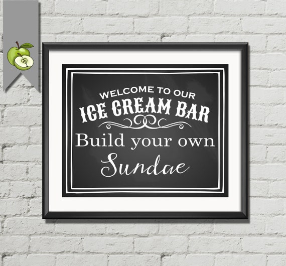 Ice Cream Bar Diy Printable Wedding Sign 4 Sizes Vintage Etsy