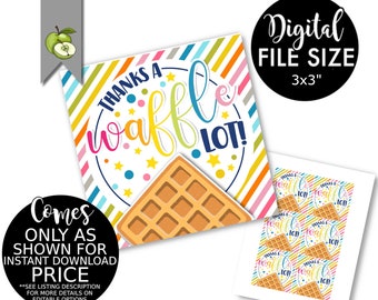 thanks a waffle lot! breakfast hamper printable gift tags, best friends, waffle favour, Thank you staff, teacher appreciation neighbours