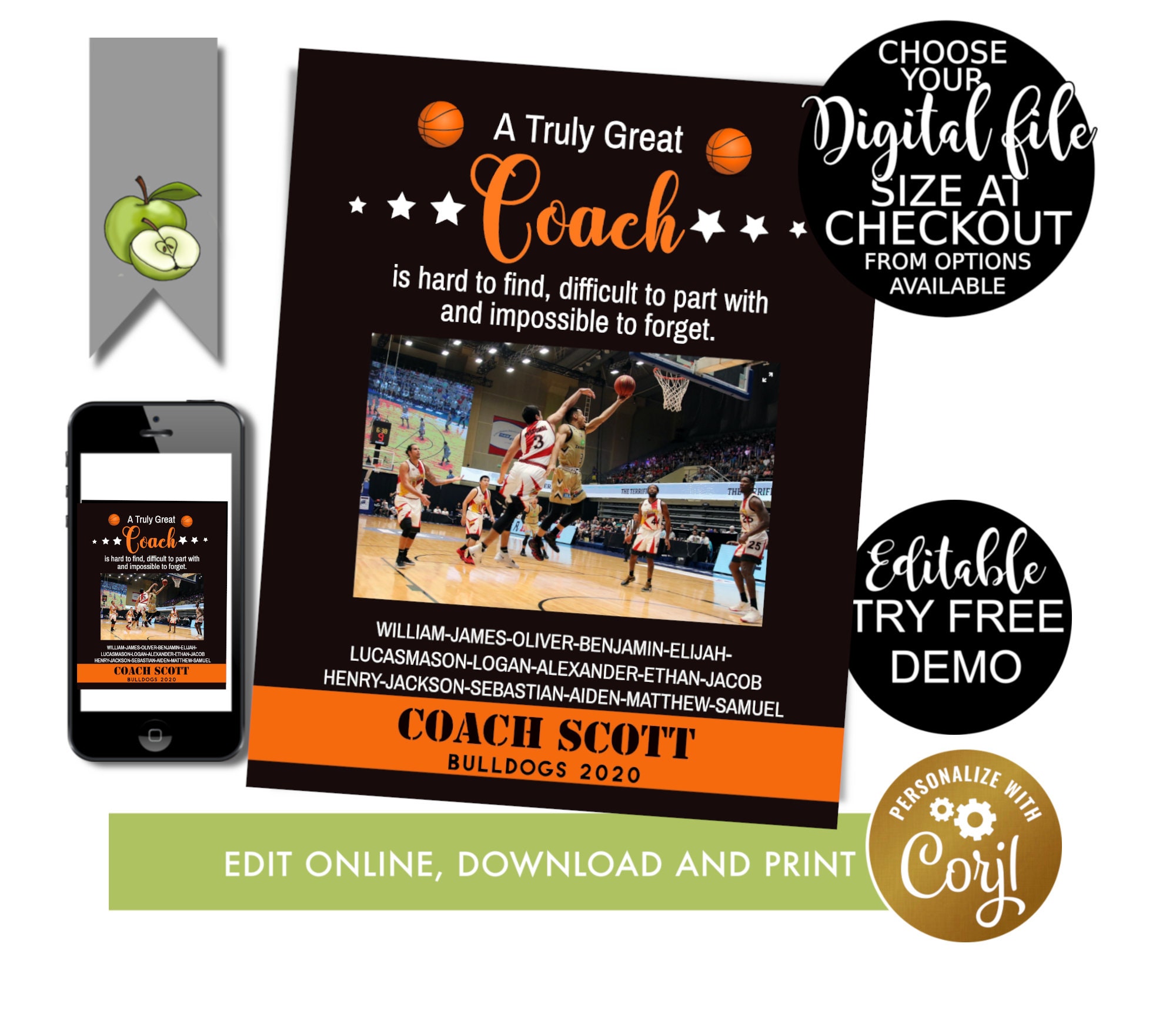 Buy Editable Basketball Coach Gift Basketball Appreciation Online in India 