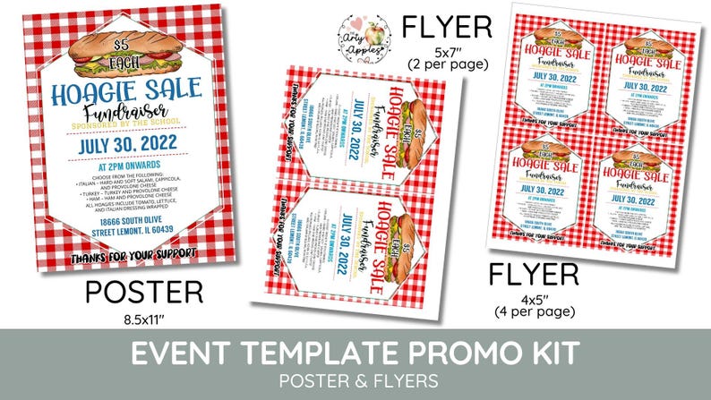 Editable Hoagie Fundraiser Flyer, Social Media Template - Etsy