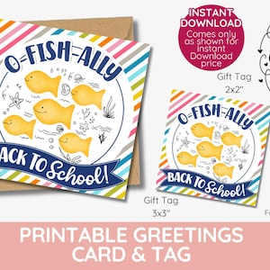 O-Fish-Ally Back to School Goldfish Crackers Cookie Tag, Crackers Gift Tag, back to school favors gift tags,  instant download