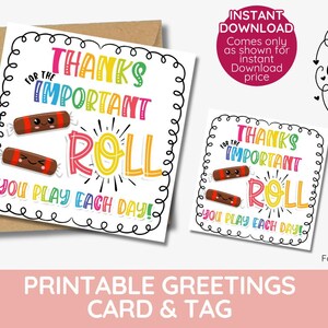 etichetta regalo dolce Roll, Grazie per l'importante ROLL che giochi ogni giorno! personale, Volontari, squadra, gruppo, Stampabile, DOWNLOAD IMMEDIATO,