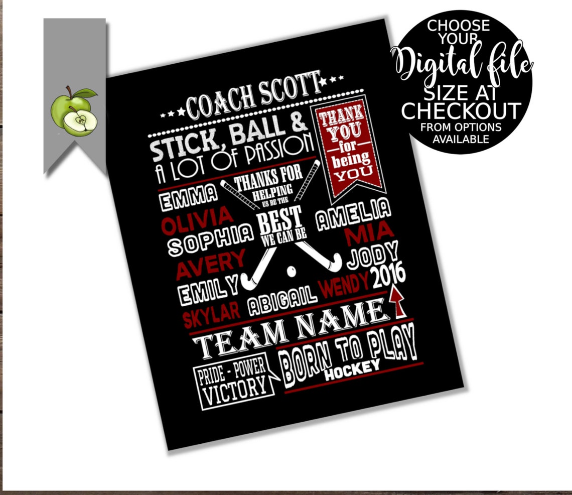 Field Hockey Coach Gift Coach Appreciation Hockey Team Etsy