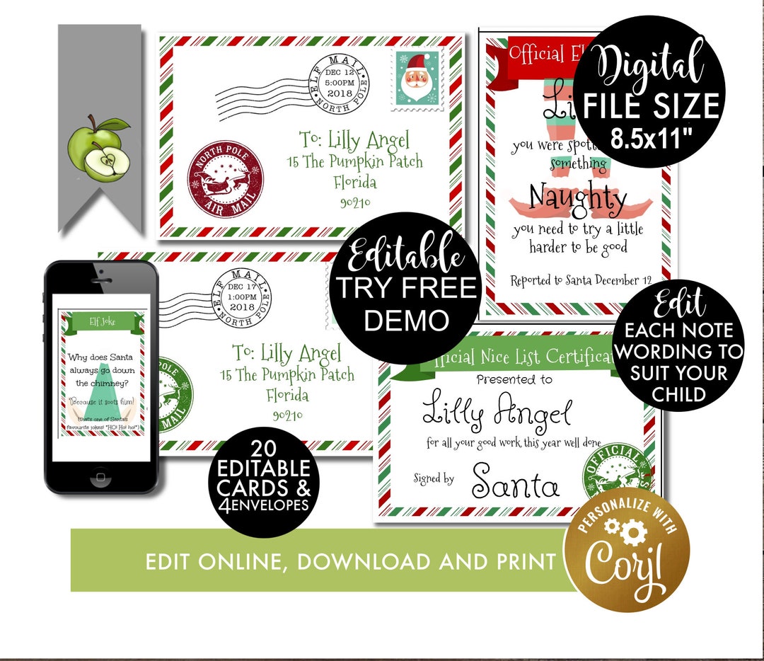 Mini Elf Letter to Kids, EDITABLE Printable Naughty Elf Letters, Notes ...
