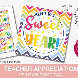 Étiquette-cadeau à imprimer pour l'année douce, gâterie sucrée, rentrée des classes, rencontre le professeur, panier à biscuits fait maison, cadeau de nouvel an pour un ami de la classe