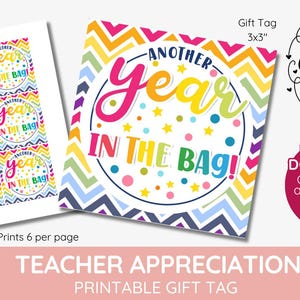 Etiquette cadeau imprimable Une année dans le sac, sac fourre-tout réutilisable, pochette cadeau, étiquette cadeau pour le professeur, bonne chance, bravo ! Téléchargement instantané
