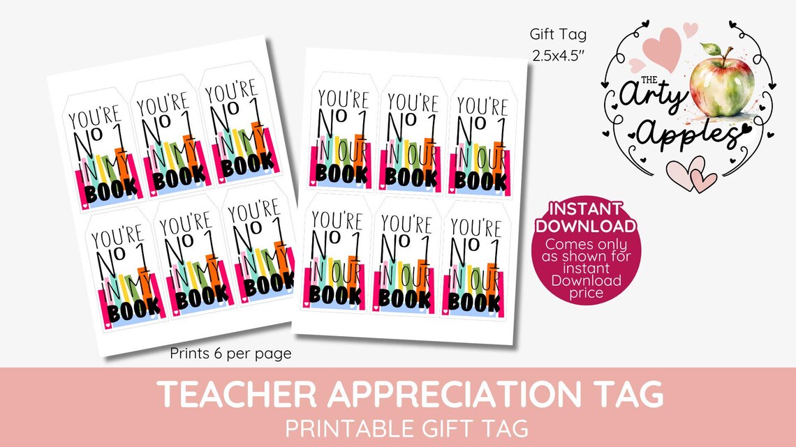 Book Gift, Teacher Appreciation, You're Number 1 in My Book, Librarian ...