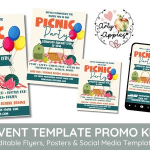 EDITIERBARE Schulsommerpicknick, PTO-Spendenaktion, Schulpicknick-Party einladen, Treffen Sie Ihren Lehrer Luncheon Pta Fundraiser Flyer, PTA Fundraiser