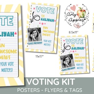vote for me Template, Class voting theme event poster, digital download flyer or poster, Class president, Election Campaign Poster corjl