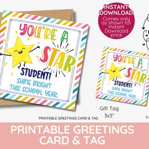 Étiquette-cadeau pour un étudiant vedette, réussite, personnel, bénévoles, équipe Vous êtes un étudiant vedette ! Brillez de mille feux cette année scolaire. TÉLÉCHARGEMENT IMMÉDIAT,