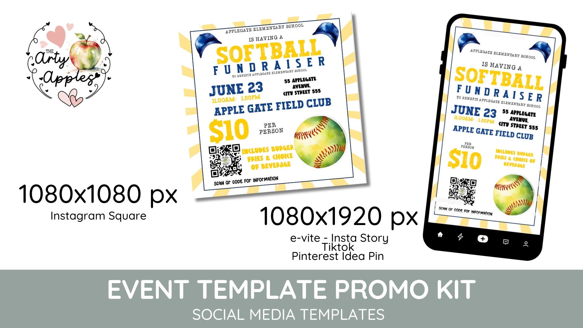 Editable Softball Fundraiser Flyer Editable Template Add QR Code for ...