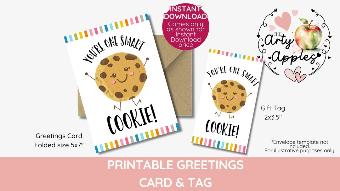 Smart Cookie Gift Tags, Teacher Gift, End of Year Tag & Card, One Smart ...