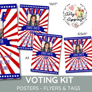 Editable election campaign poster, class voting flyer, class president, vice president, school vote tag, student election, Voting tag