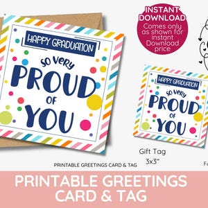 Graduation Celebration cadeaulabel en kaart, So Proud of You, Well Done cadeaukaartjes, Instant Download Party, gelukkige afgestudeerde geslaagd voor examens