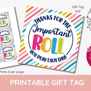 Etichetta regalo Roll, Grazie per l'importante Roll You Play - Etichette regalo. Personale, Volontari, squadra, gruppo, Stampabile, DOWNLOAD IMMEDIATO,