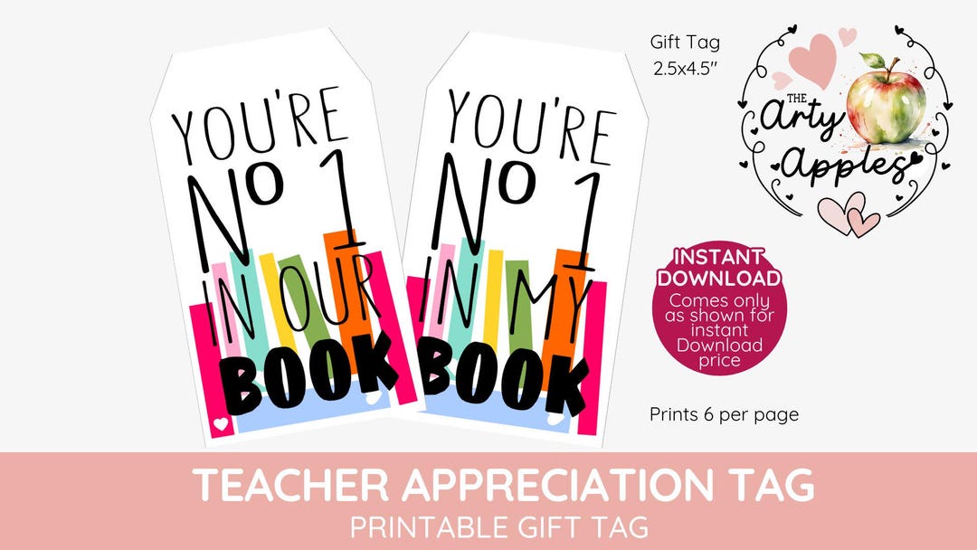 Book Gift, Teacher Appreciation, You're Number 1 in My Book, Librarian ...