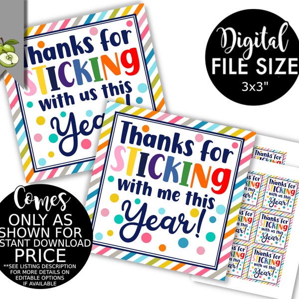 Glue stick printable gift tags, thank you for sticking with us this year, sticky tape gifting super stationery, teacher appreciation